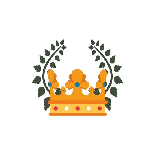 Medieval queen crown with wreath flat style icon — Stock Vector