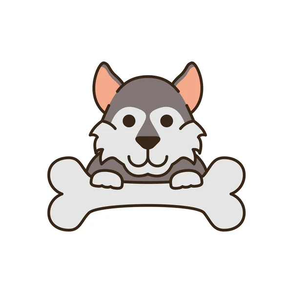 Cachonda de perro pequeño con el icono de llenado de hueso. — Vector de stock
