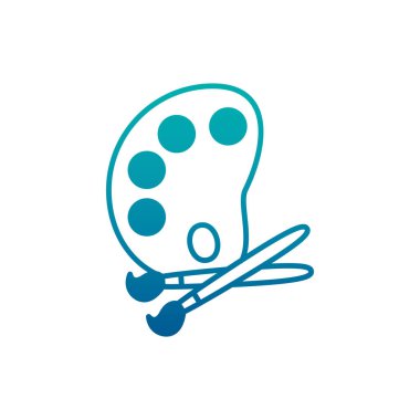 İzole edilmiş boya paleti ve fırça gradyan tasarımı