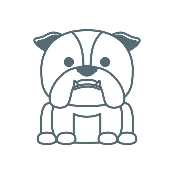 Cute little dog bulldog line style icon - Stok Vektor