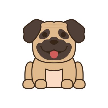 Sevimli küçük pug dog doldurma stili simgesi
