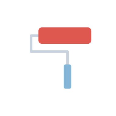 İzole edilmiş boya silindiri ikonu düz tasarım