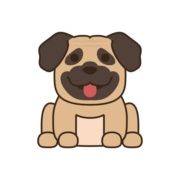 Cute little pug dog fill style icon — Stock Vector