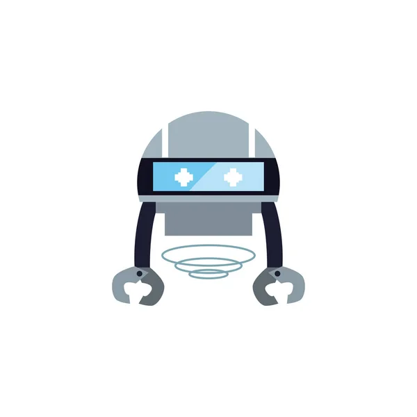 Robot with two hands flat style icon — стоковый вектор