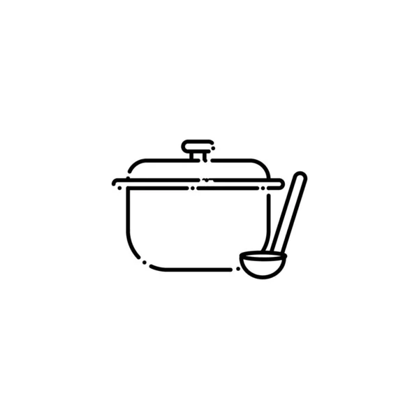 Isolated camping pot and ladle icon line design — Stock Vector