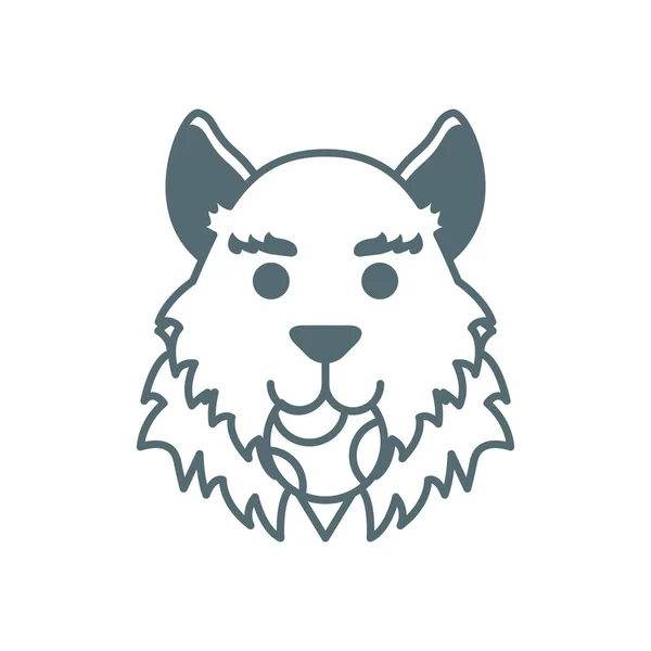 Cute little dog husky głowa z ikoną stylu linii kuli — Wektor stockowy