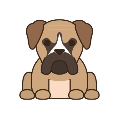 cute little dog bull mastiff fill style icon