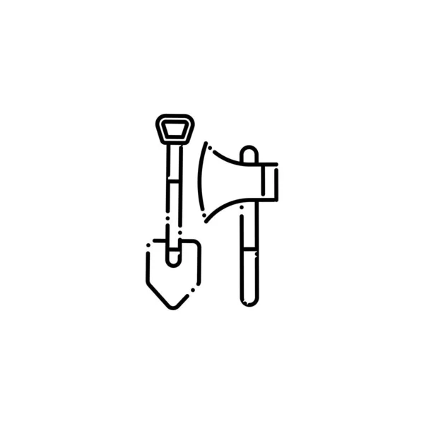 Isolated camping ax and shovel icon line design — Vector de stock