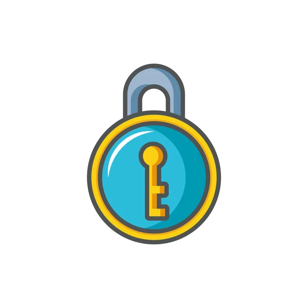 Round padlock key protection safety fill — 스톡 벡터