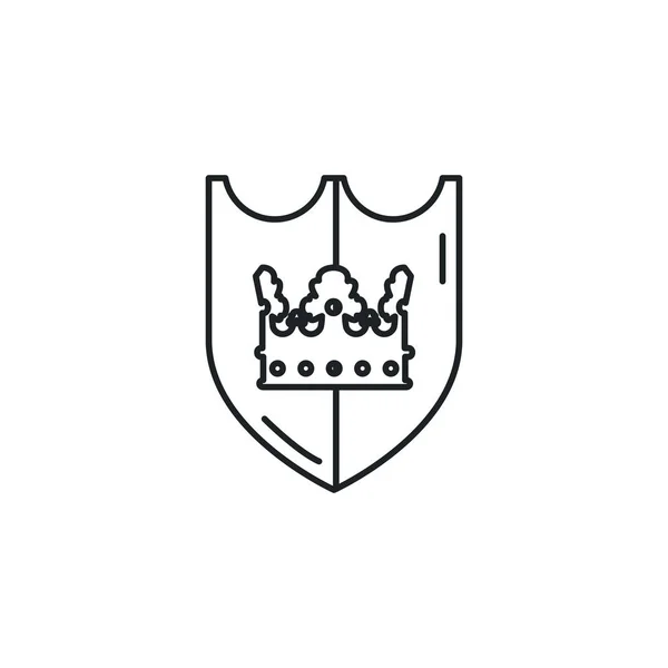 Medieval shield with crown flat icon — Archivo Imágenes Vectoriales