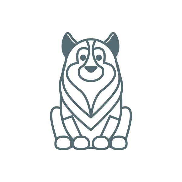 Cute little dog husky line style icon — Vector de stock