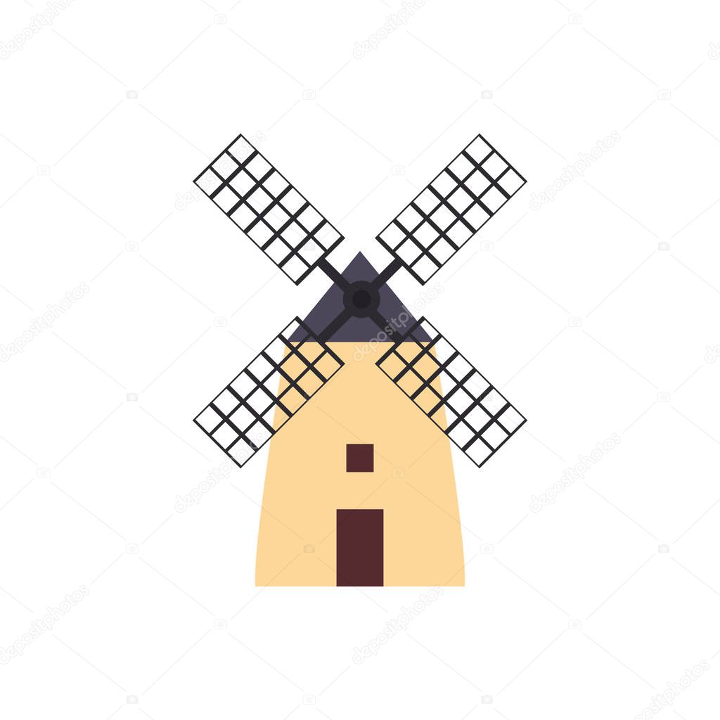 medieval windmill flat style icon