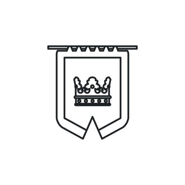 Taç düz stil ikonlu ortaçağ flaması