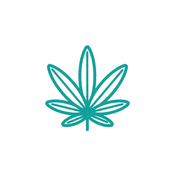 Cannabis foliage nature leaf icon line green — Stok Vektör