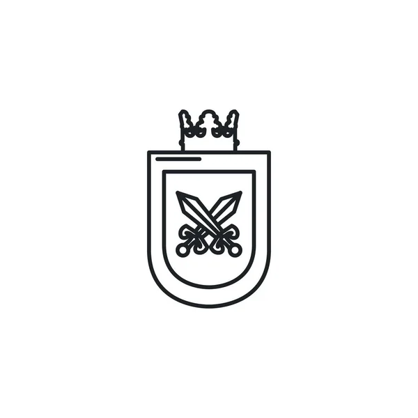Escudo medieval con espadas cruzadas icono plano — Vector de stock