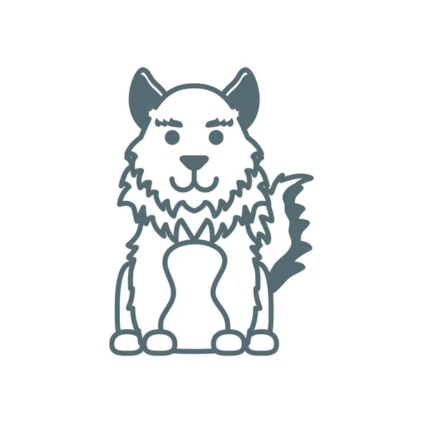 Cute little dog collie line style icon — vektorikuva