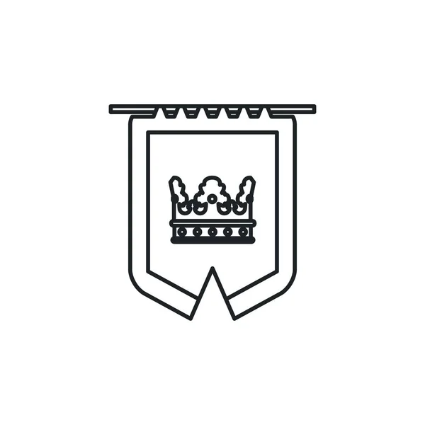 Средневековый висячий пенал с коронной иконой плоского стиля — стоковый вектор