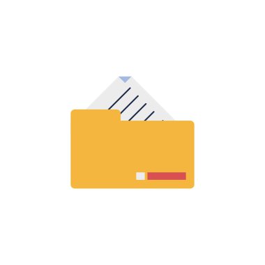 folder with paper document file flat style