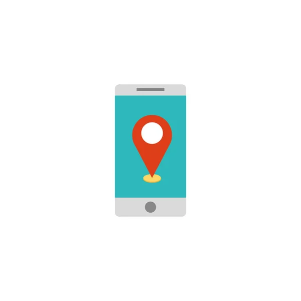 Smartphone with pin location flat style icon — Stock Vector