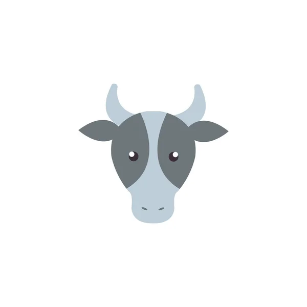 Conception à plat isolée de l'icône de la vache — Image vectorielle