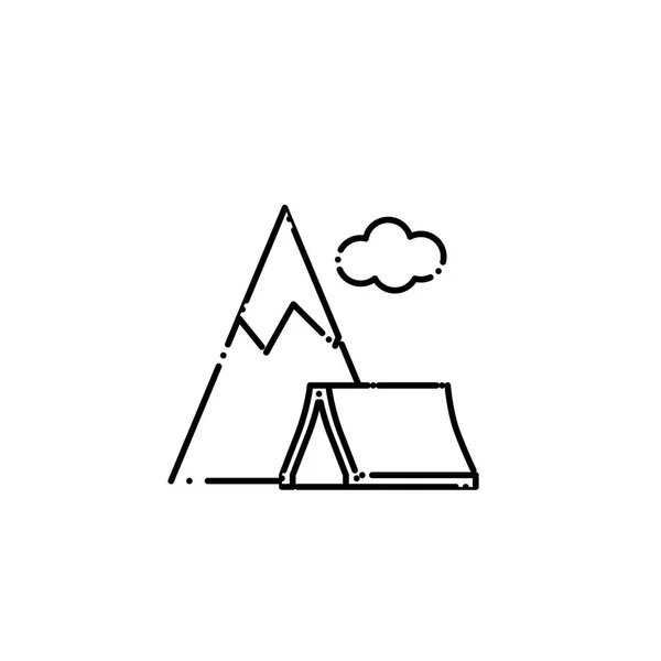 İzole edilmiş kamp çadırı çizgisi tasarımı — Stok Vektör