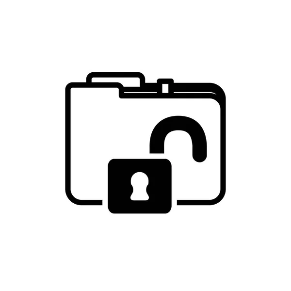 Cadenas de sécurité avec icône de type ligne de dossier — Image vectorielle