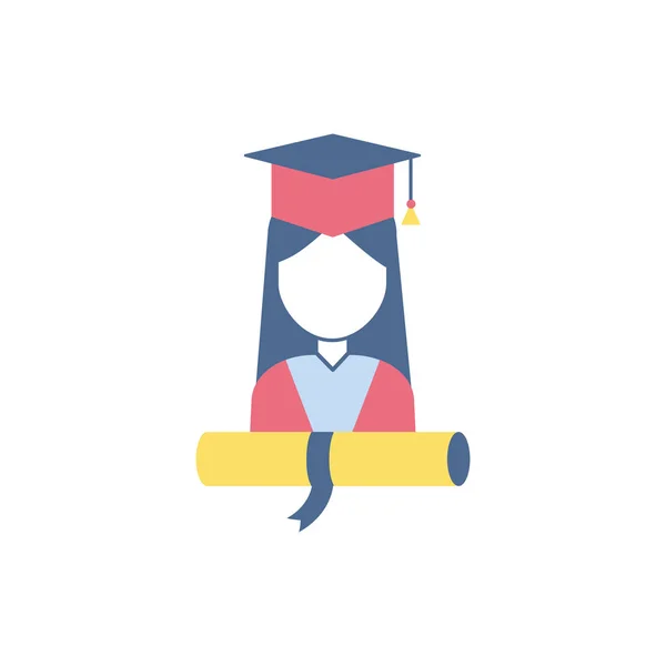Graduate meisje school onderwijs leren platte stijl — Stockvector