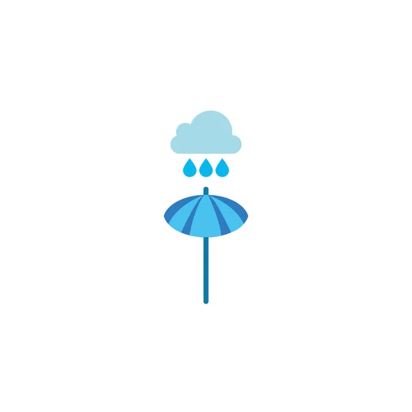 Σύννεφο με βροχή και ομπρέλα επίπεδη στυλ εικονίδιο — Διανυσματικό Αρχείο