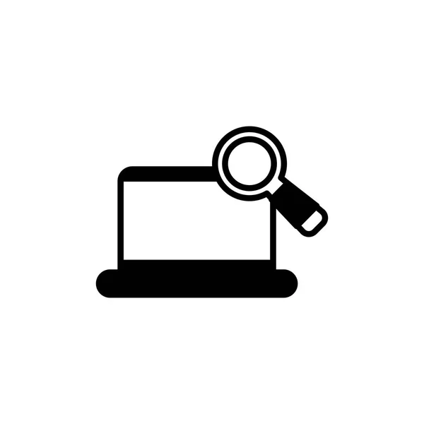 Security laptop with magnifying glass line style — Vector de stock