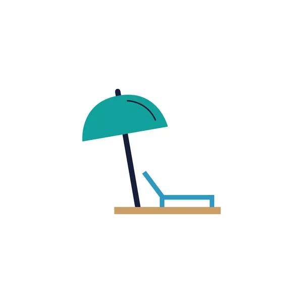 Beach chair with umbrella flat style icon — Stock Vector