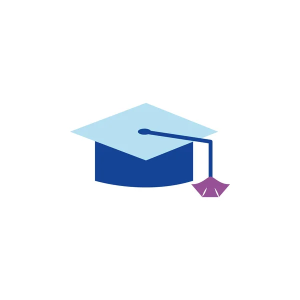 Conception à plat du chapeau de graduation isolé — Image vectorielle