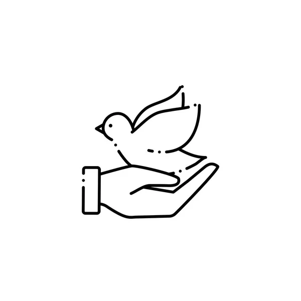 Hand with dove vote line style icon — Stok Vektör