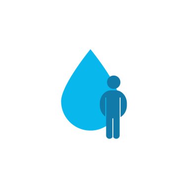 Kişinin silüeti ile su damlası düz biçim simgesi