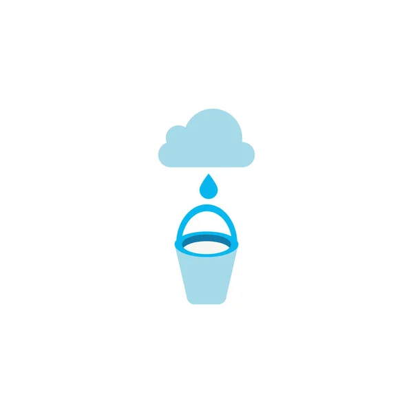 Bucket with cloud and drop water flat style — Stock Vector