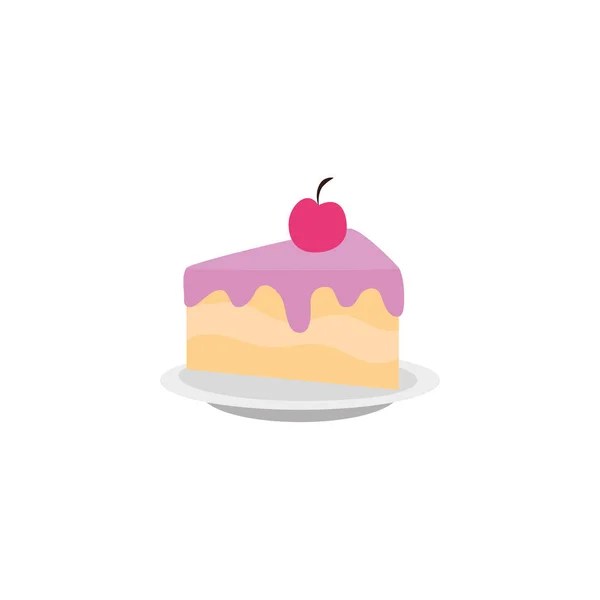 맛있는 슬라이스 케이크 생일 디테일 한 스타일 아이콘 — 스톡 벡터