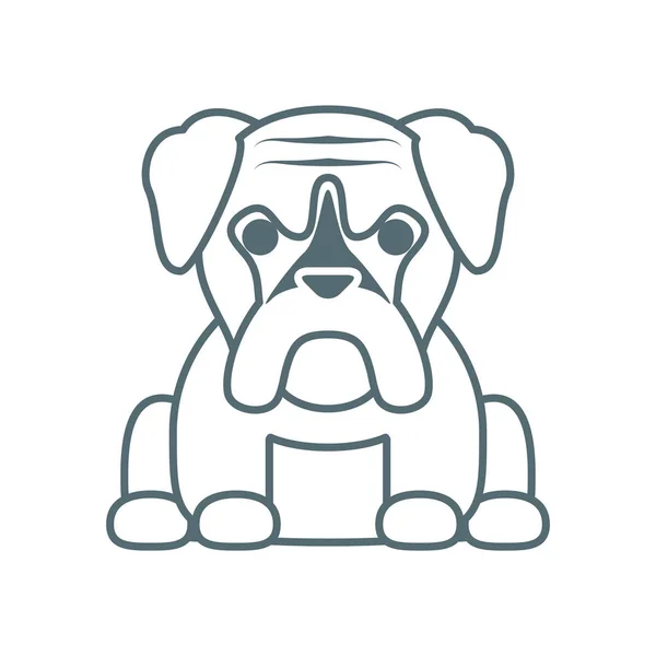 Niedlichen kleinen Hund Bulldogge Linie Stil-Ikone — Stockvektor