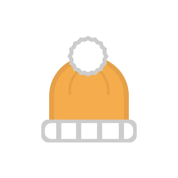 따뜻 한 노란 모자 장식 행복 한 크리스마스 아이콘 — 스톡 벡터