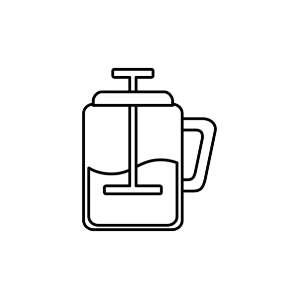Design de linha de ícone de imprensa francês de café isolado — Vetor de Stock