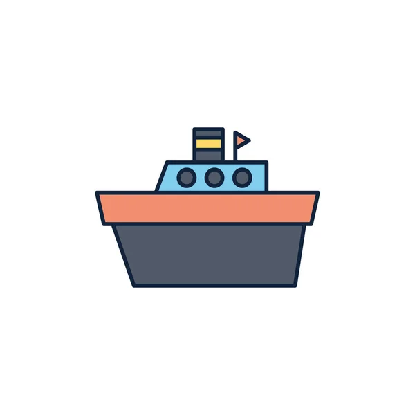 Línea de iconos del transporte de cruceros en verano y llene — Vector de stock