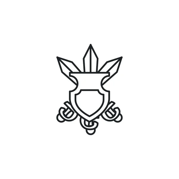 Escudo medieval com espadas cruzadas ícone plano — Vetor de Stock