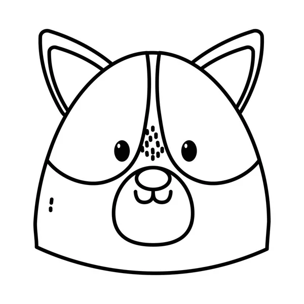 Carino cane testa su sfondo bianco linea spessa — Vettoriale Stock