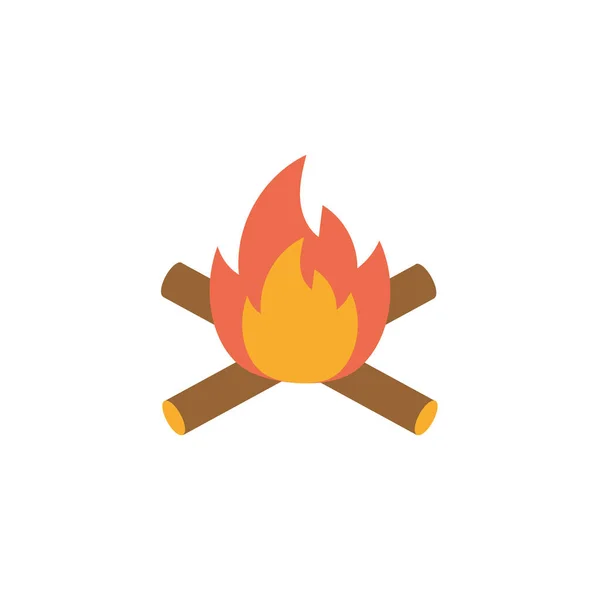 İzole edilmiş kamp ateşi ikonu düz tasarımı — Stok Vektör