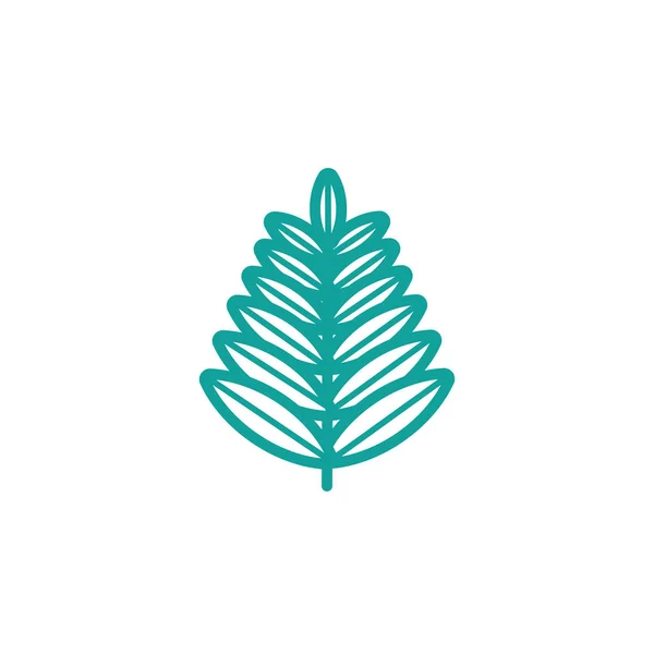 枝葉ネイチャーリーフアイコンライングリーン — ストックベクタ