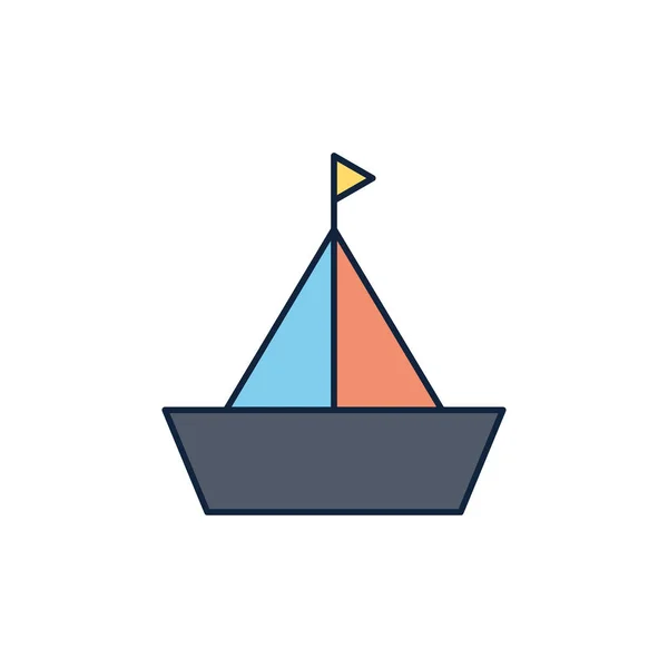 Línea de iconos del barco de vela de verano y relleno — Vector de stock