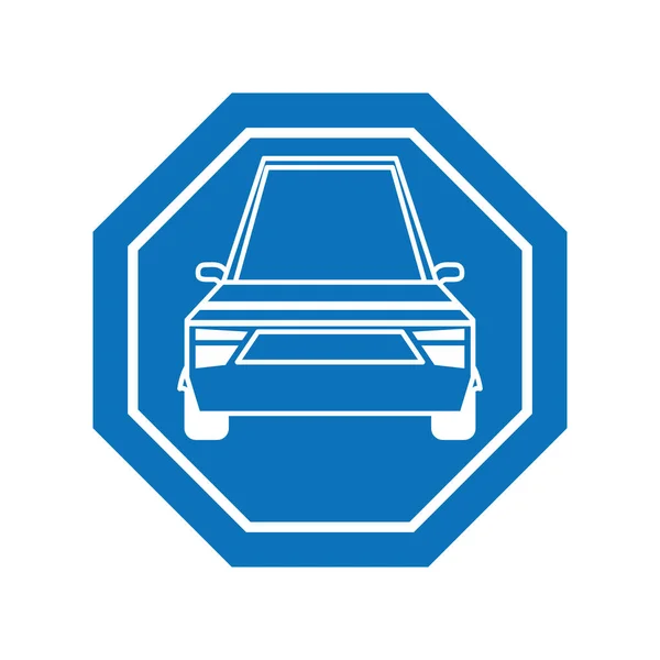 Car inside road sign icon block line design — Vettoriale Stock