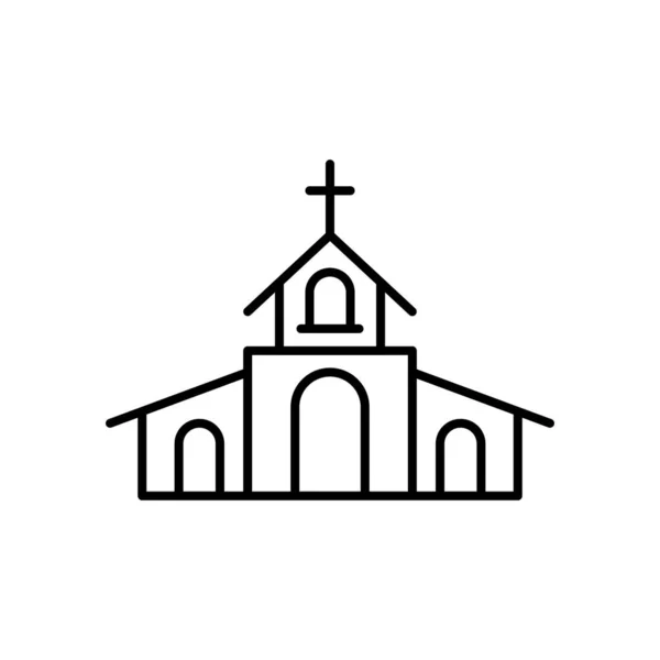 教会の建物のラインスタイルのアイコン — ストックベクタ