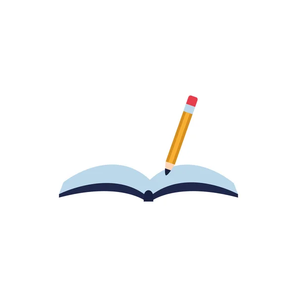 Book open with pencil flat style icon — Image vectorielle