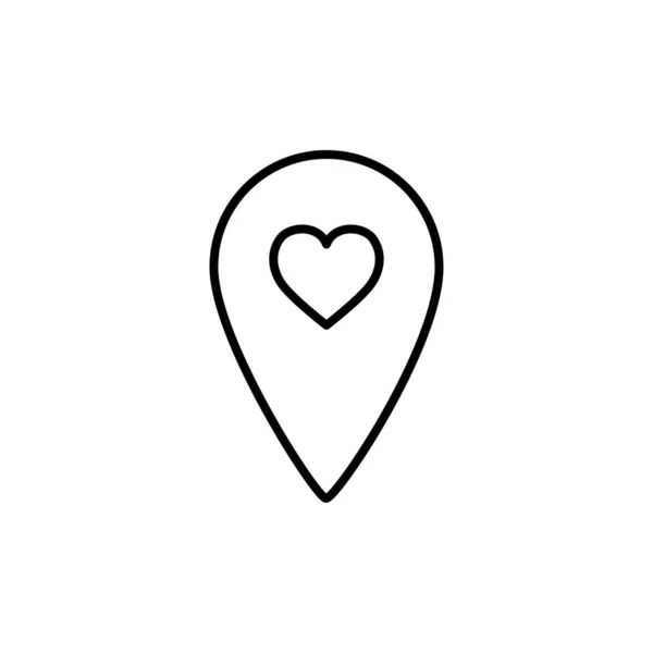 Pin location with heart line icon — Vetor de Stock