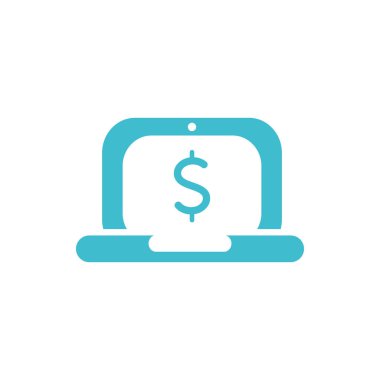 laptop computer money business finance color silhouette