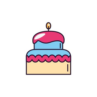 birthday cake candle sweet and candies icon line fill
